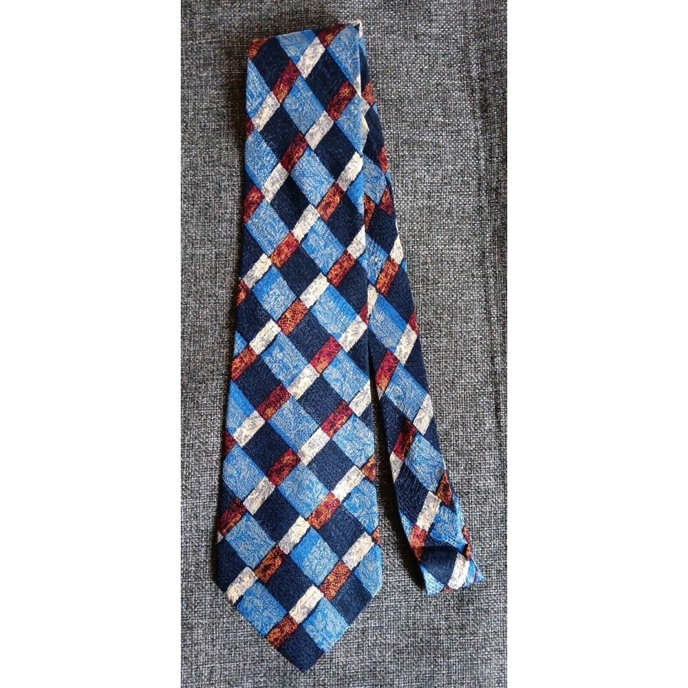 Tie 70s 80s 90s Y2K New Vintage Stock Lamberti Blue Brown Beige 59 Inches